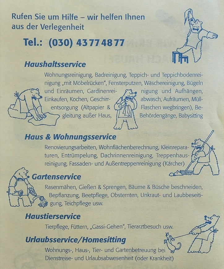 Service-Flyer Haushalts- und Wohnungsservice Flyer für Haushalts-, Garten- und Wohnungsservice mit Übersicht der angebotenen Leistungen